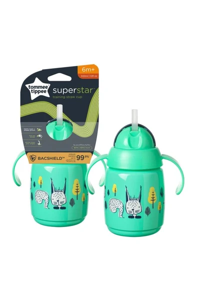 tommee tippee Superstar Kolay Içim Pipetli Alıştırma Bardağı Yeşil 300 Ml ürün görseli 1