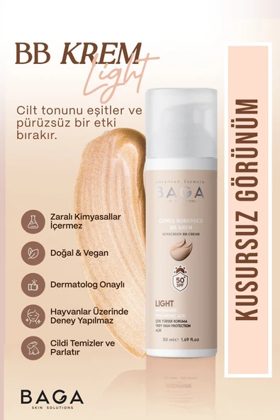 50+spf BB Krem Light Leke Oluşumunu Önlemeye Yardımcı Olur, Aydınlık Ve Canlılık Sağlar ürün görseli 1