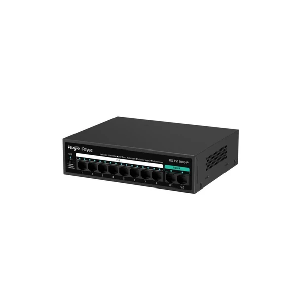 Reyee RG-ES110FG-P 2-Portlu Gigabit ile 8-Portlu 10/100 Mbps Yönetilmeyen PoE Swtich ürün görseli 1