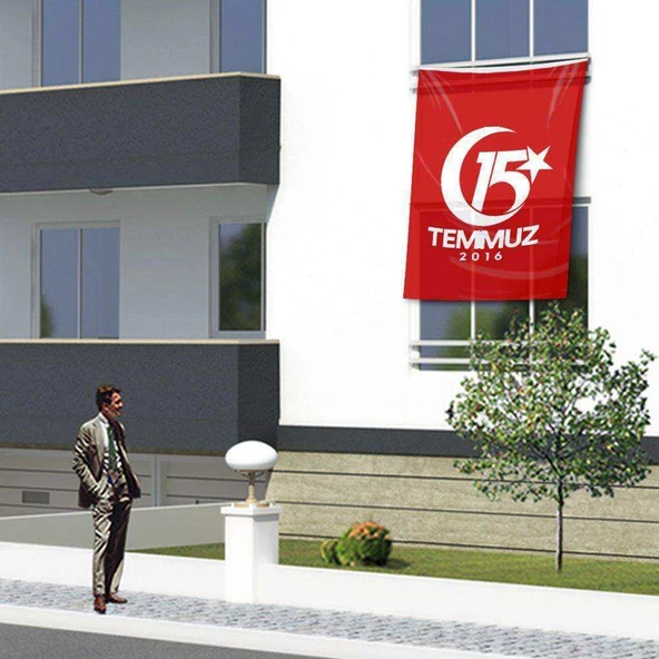 15 Temmuz Demokrasi Bayramı Kutlama Sancağı - 1,5x2,25metre Okul Bayrağı, Tören, Hatıra Bayrak ürün görseli 1