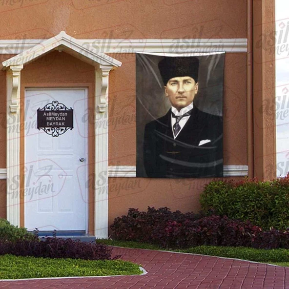 Mavi Gözlü Ulu Önder Gazi Mustafa Kemal Atatürk Portre - Poster Bayrak 100x150 cm ürün görseli 1