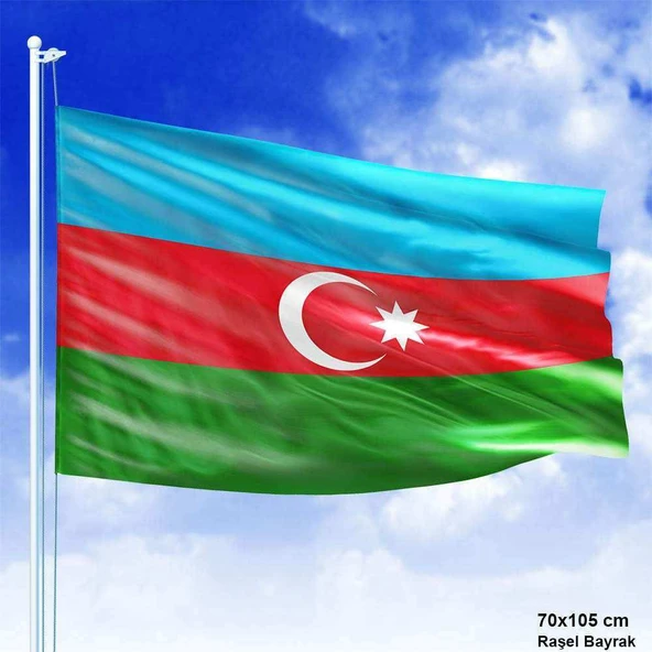 Azerbaycan Cumhuriyeti Bayrağı -70x105 cm Bayrak -Raşel Kumaş -Bayrak ürün görseli 1