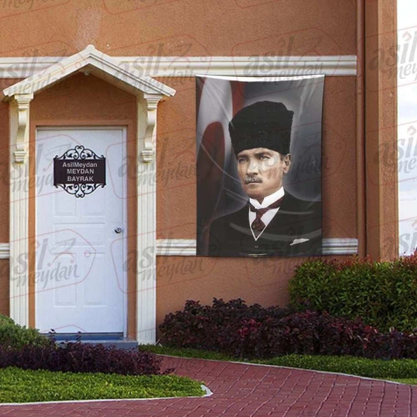 Kalpaklı Gazi Mustafa Kemal Atatürk - Ay Yıldız - Türk Bayrağı Poster - Bayrak 100x150 cm ürün görseli 1