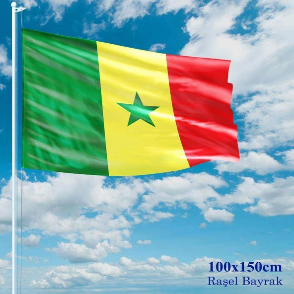 Senegal Bayrağı - 100x150 cm (1 metre x 1,5 metre) - Raşel Kumaş ürün görseli 1
