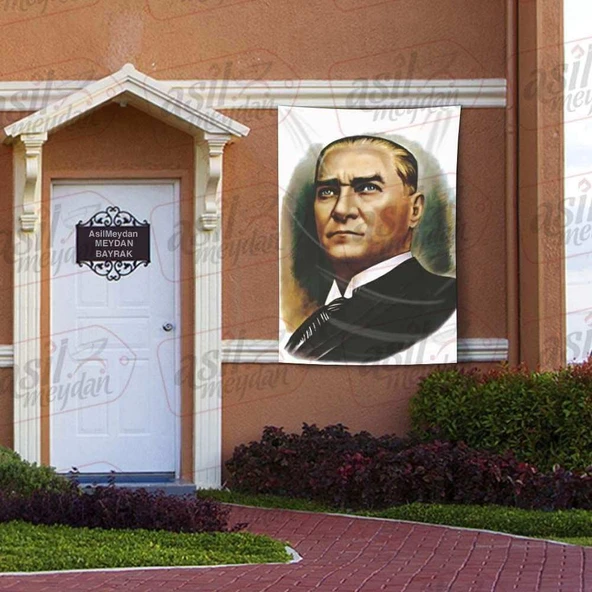 Gazi Mustafa Kemal Atatürk - Yağlı Boya Efekti - Portre - Sivil Poster Bayrağı 100x150 cm ürün görseli 1