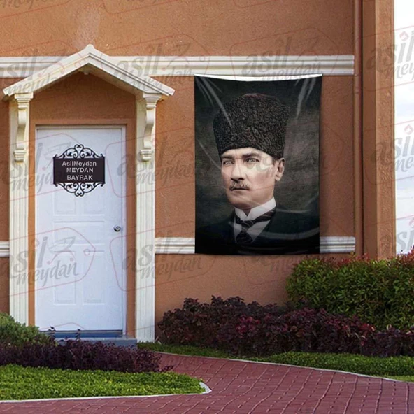 Mavi Gözlü Gazi Mustafa Kemal Atatürk - Modern Takım Elbiseli Kalpaklı Poster Bayrak 100x150 cm ürün görseli 1