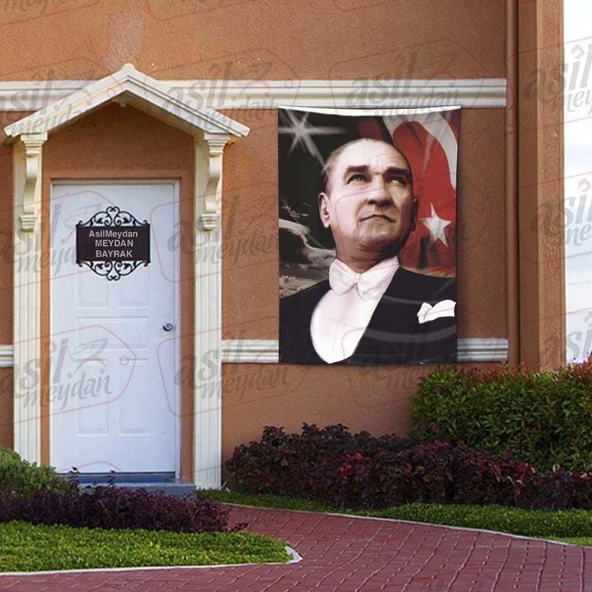Göğe Bakan Gazi Mustafa Kemal Atatürk - Ay yıldız Türk Bayrağı Poster - Bayrak 100x150 cm ürün görseli 1
