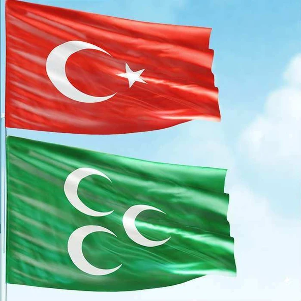 70x105 cm Alpaka Kumaş Türkiye Bayrağı ve 100x150 cm Raşel Kumaş Osmanlı Bayrağı - 2 Bayrak Set ürün görseli 1