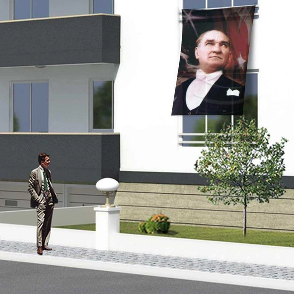 Ay-Yıldız - Gazi Mustafa Kemal Atatürk Poster Cephe Bayrak -1,5x2,25 metre ürün görseli 1