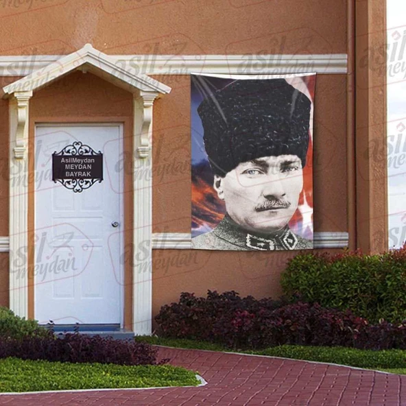Üniformalı Kalpaklı Gazi Mustafa Kemal Atatürk - Ay Yıldızlı Poster - Bayrak 100x150 cm ürün görseli 1