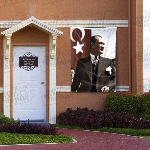 Modern Şık Takım Elbiseli Gazi Mustafa Kemal Atatürk - Ay Yıldızlı Poster Bayrak 100x150 cm ürün görseli 1