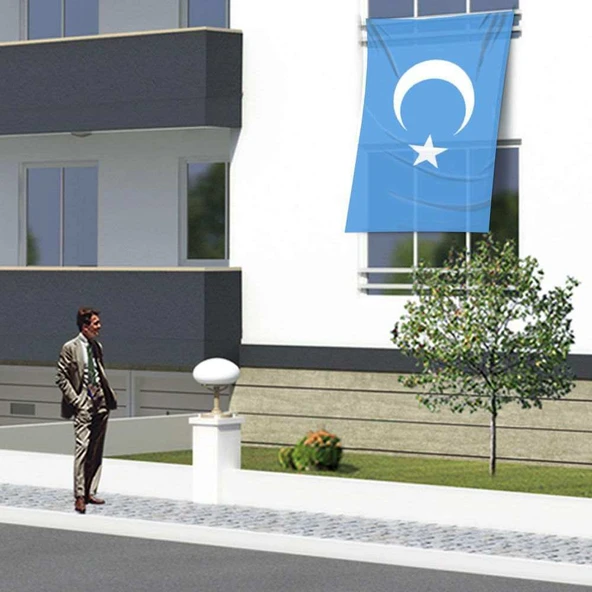Doğu Türkistan Bayrağı Raşel Bayrak 150x225 cm ürün görseli 1