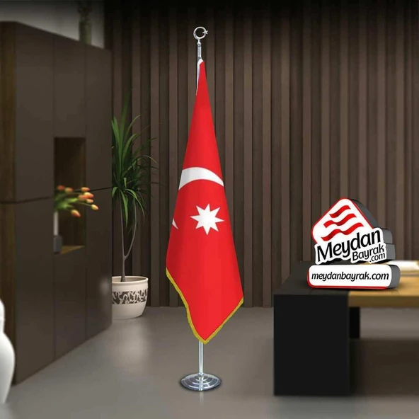 Osmanlı Son İmp. Bayrağı-17 Eski Türk Devleti-Ofis-Toplantı Odaları -Direkli -Saçaklı Makam Bayrağı ürün görseli 1