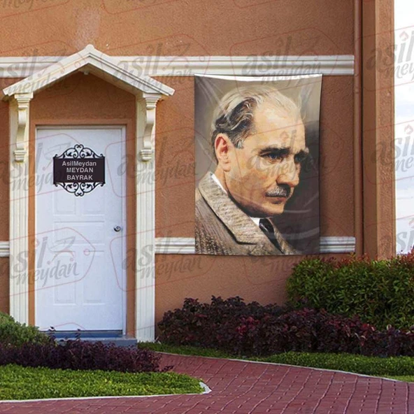 Gazi Mustafa Kemal Atatürk -Yan Portre - Sivil 100x150 cm Raşel Kumaş ürün görseli 1