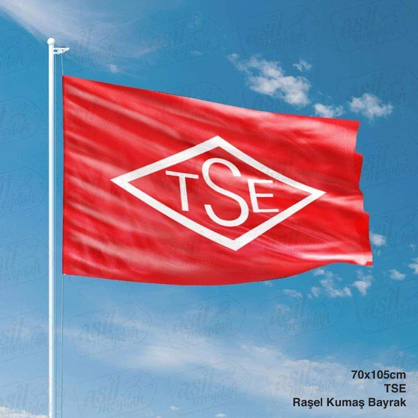 Kırmızı TSE Türk Standartları Enstitüsü Gönder Bayrağı - 70x105 cm Raşel Kumaş Bayrak ürün görseli 1