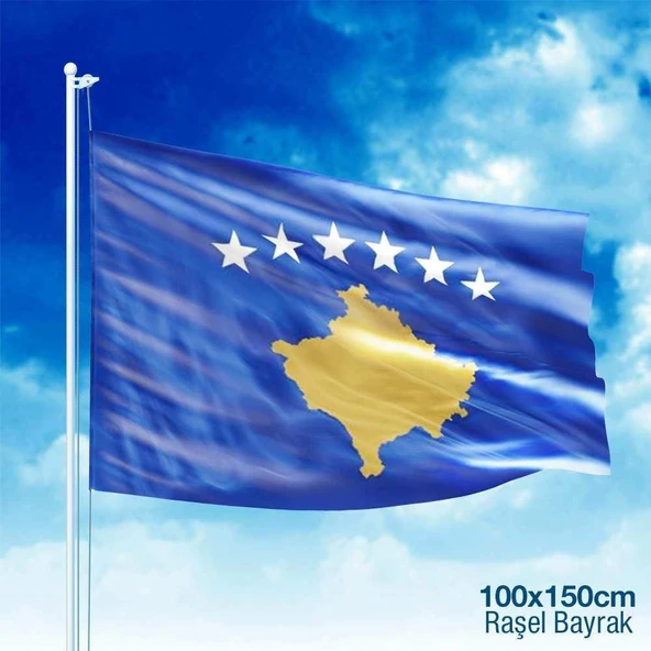 Kosova Cumhuriyeti Bayrağı Raşel Kumaş Bayrak -100x150 cm ürün görseli 1