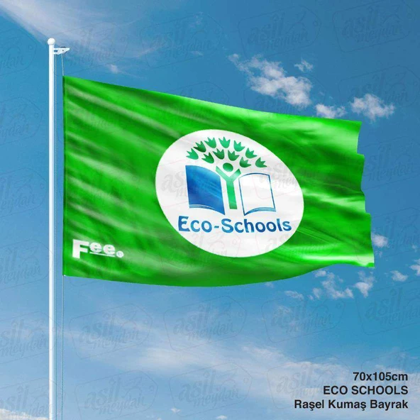 Çevre Dostu Okul - Eko Okul - Eco Schools Bayrak - 70x105 cm Raşel Kumaş Bayrak ürün görseli 1