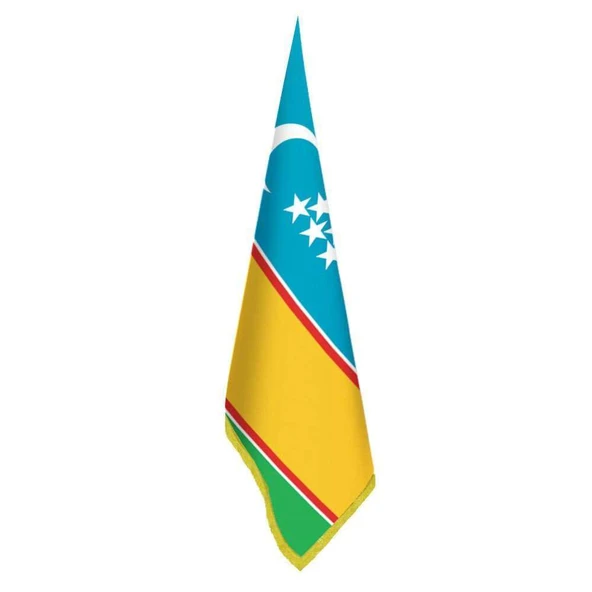 Karakalpakistan Cumhuriyeti Bayrağı - Ofis-Makam-Toplantı Odaları - Saçaklı Makam Bayrağı ürün görseli 1