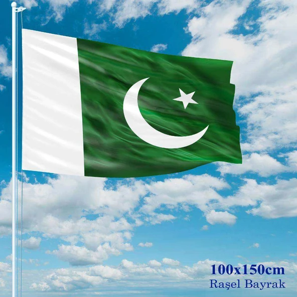Pakistan Bayrağı - 100x150 cm (1 metre x 1,5 metre) - Raşel Kumaş ürün görseli 1