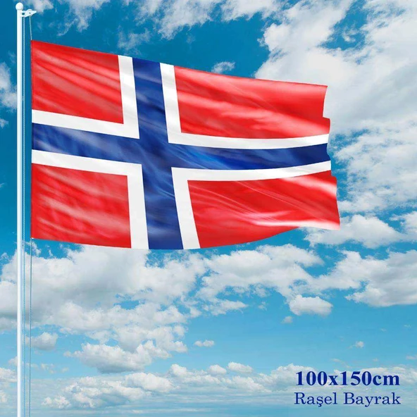 Norveç Bayrağı - 100x150 cm (1 metre x 1,5 metre) - Raşel Kumaş ürün görseli 1
