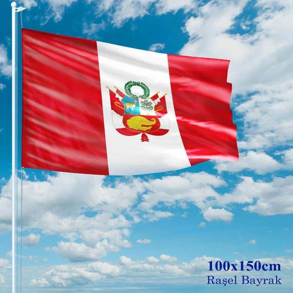 Peru Bayrağı - 100x150 cm (1 metre x 1,5 metre) - Raşel Kumaş ürün görseli 1