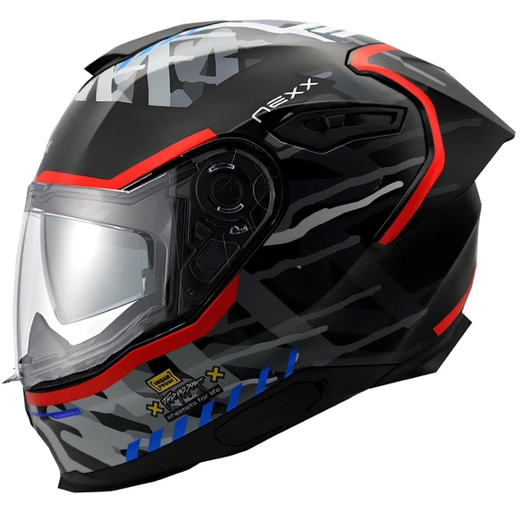 NEXX Y.100R URBANGRAM KASK MAT SİYAH - KIRMIZI ürün görseli 1