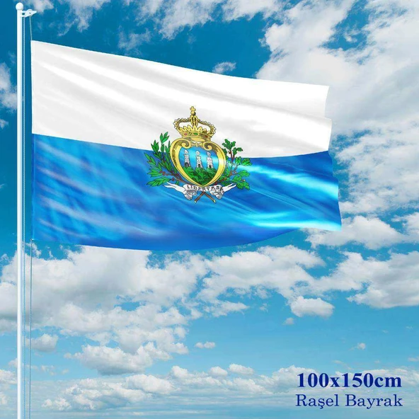 San Marino Bayrağı - 100x150 cm (1 metre x 1,5 metre) - Raşel Kumaş ürün görseli 1