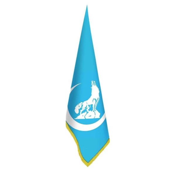 Bozkurt Hilal Mavi -Ülkü Ocağı Bayrak -Ofis -Makam-Toplantı Odaları - Saçaklı Makam Bayrağı ürün görseli 1