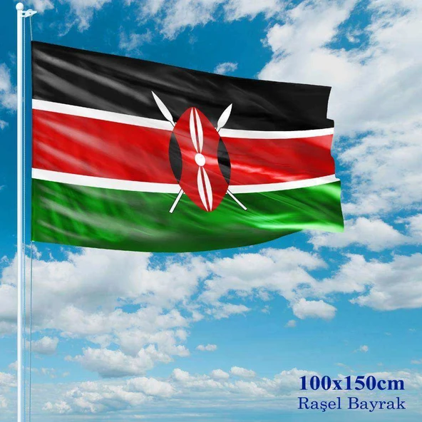 Kenya Bayrağı - 100x150 cm (1 metre x 1,5 metre) - Raşel Kumaş ürün görseli 1