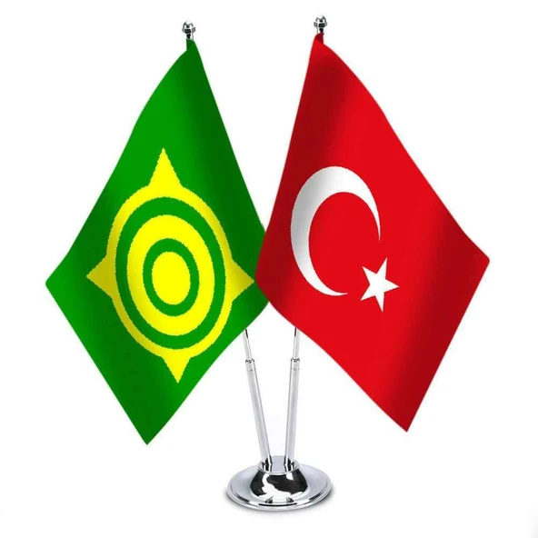 Hakas Cumhuriyeti - Türkiye -Saten Masa Bayrağı ürün görseli 1