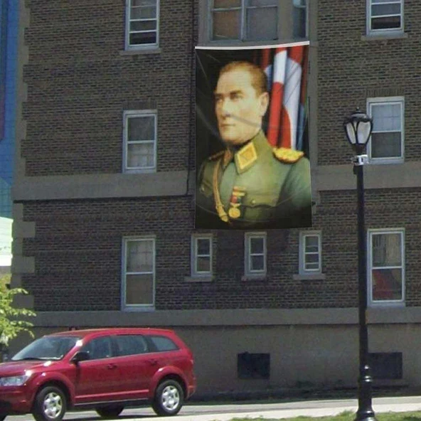 Üniformalı Gazi Mustafa Kemal Atatürk Poster Cephe Bayrak - 300x450cm ürün görseli 1
