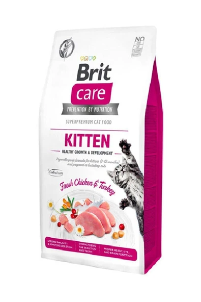 Brit Care Hypo-Allergenic Sağlıklı Büyüme için Tavuklu ve Hindili Tahılsız Yavru Kedi Maması 2kg ürün görseli 1