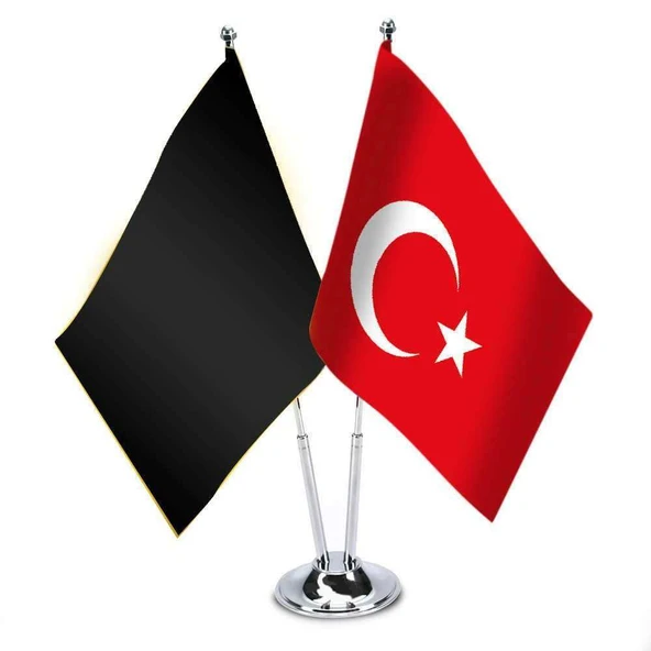 Harezmşahlar Devleti ve Türkiye -İkili Saten Masa Bayrağı ürün görseli 1