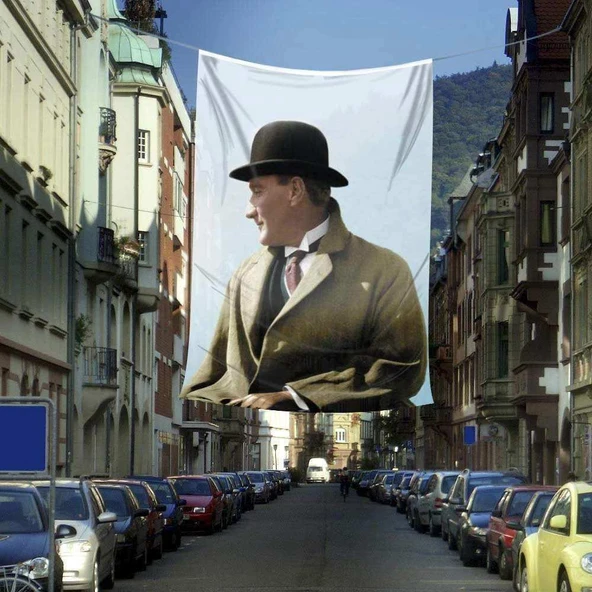 Sivil Gazi Mustafa Kemal Atatürk Poster Cephe Bayrağı -4x6 metre ürün görseli 1