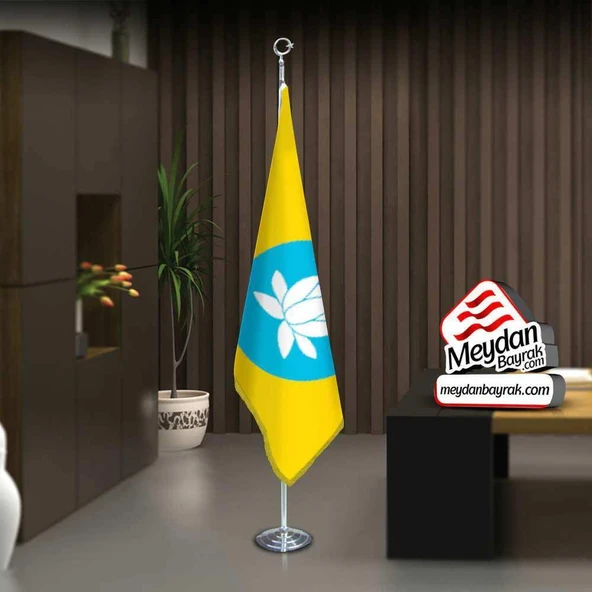 Kalmukya Cumhuriyeti Bayrak -Ofis -Makam-Toplantı Odaları -Direkli -Saçaklı Makam Bayrağı ürün görseli 1