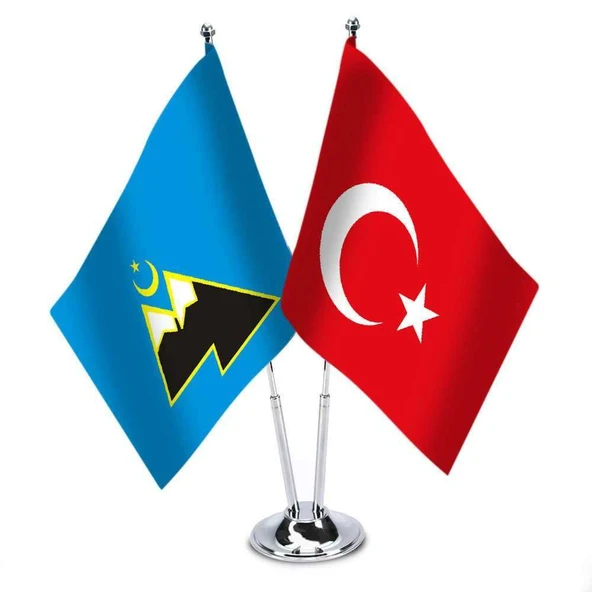 Karaçay-Çerkes - Türkiye - Saten Masa Bayrağı ürün görseli 1