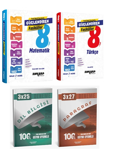 Ankara + Anla Kazan 2026 LGS Türkçe + Matematik Fasikülleri + Anla Kazan Deneme 4 lü Set ürün görseli 1