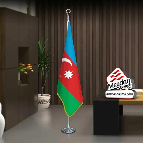 Azerbaycan Cumhuriyeti Bayrak -Ofis -Makam-Toplantı Odaları -Direkli -Saçaklı Makam Bayrağı ürün görseli 1