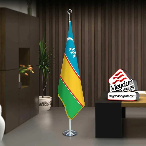 Karakalpakistan Cumhuriyeti Bayrak -Ofis -Makam-Toplantı Odaları -Direkli -Saçaklı Makam Bayrağı ürün görseli 1