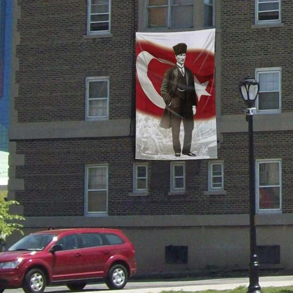 Ay Yıldızlı Mustafa Kemal Atatürk Poster Cephe Bayrak -300x450cm -3x4,5 metre ürün görseli 1