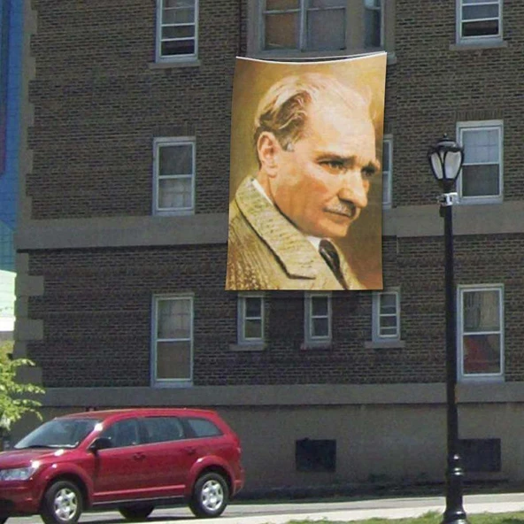 Mustafa Kemal Atatürk Yan Portre Cephe Poster Bayrak -300x450cm -3x4,5 metre ürün görseli 1