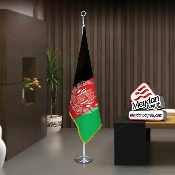 Afganistan İslam Cumhuriyeti Bayrak -Ofis -Makam-Toplantı Odaları -Direkli -Saçaklı Makam Bayrağı ürün görseli 1