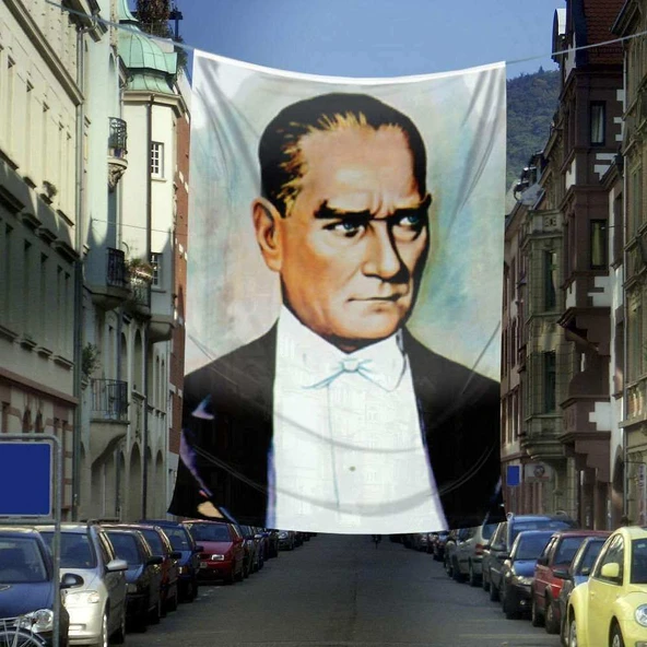 Sivil Takım Elbiseli Gazi Mustafa Kemal Atatürk Portre - Dış Cephe Poster Bayrağı -600x900 cm ürün görseli 1