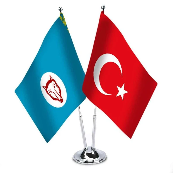 Gagavuz - Türkiye - İkili Saten Masa Bayrağı ürün görseli 1