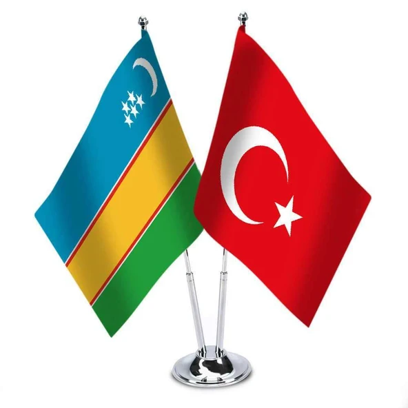 Karakalpakistan - Türkiye - Saten Masa Bayrağı ürün görseli 1
