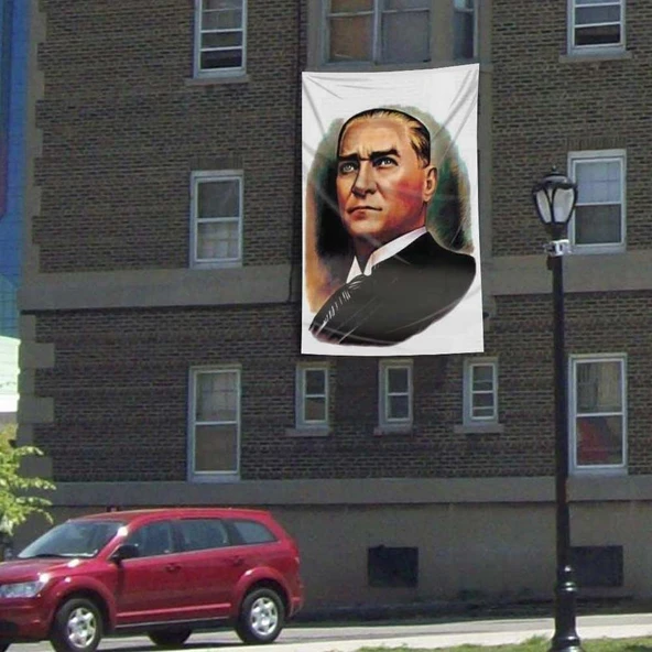 Mustafa Kemal Atatürk Portre Dış Cephe Poster Bayrağı -3x4,5 metre ürün görseli 1