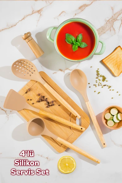 Porsima 3167 Bambu Silikon 4 Parça Servis Takımı Seti Kapicino Diğer ürün görseli 1
