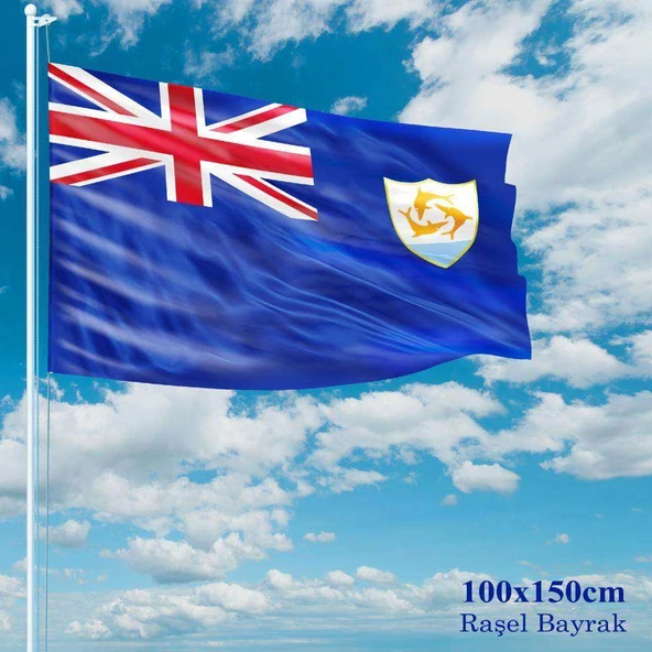 Anguilla Bayrağı - 100x150 cm (1 metre x 1,5 metre) - Raşel Kumaş ürün görseli 1