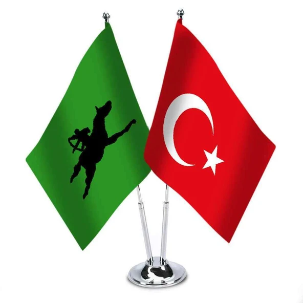 Avar İmparatorluğu ve Türkiye - İkili Saten Masa Bayrağı ürün görseli 1