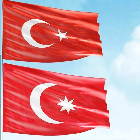 70x105 cm Alpaka Kumaş Türk Bayrağı ve 100x150 cm Raşel Kumaş Osmanlı İmparatorluğu Bayrak Set ürün görseli 1